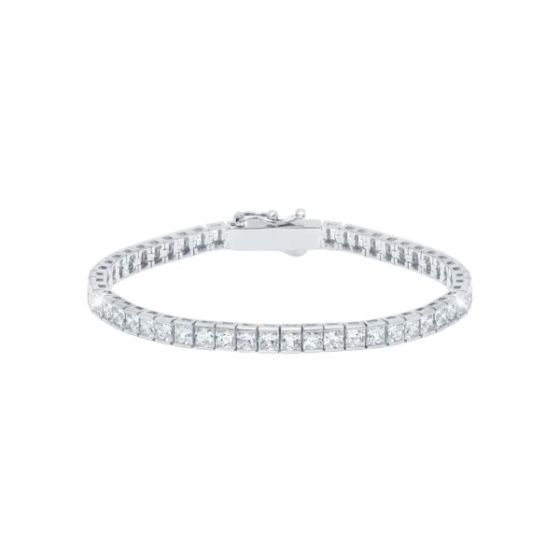 Crislu Classic Medium Princess Tennis Bracelet Finished in Pure Platinum