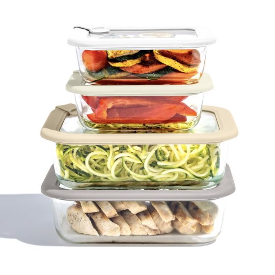 8pc Signature Glass Food Storage Set White Stone