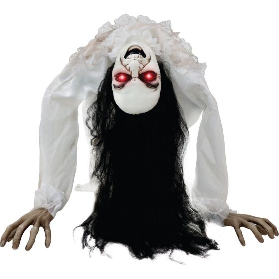 Lifesize Animatronic Possessed Woman with Lights and Sound, Indoor/Covered Outdoor Halloween Decorat