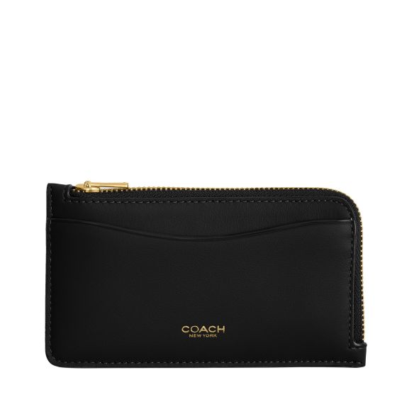 New York Zip Card Case - Black/Brass