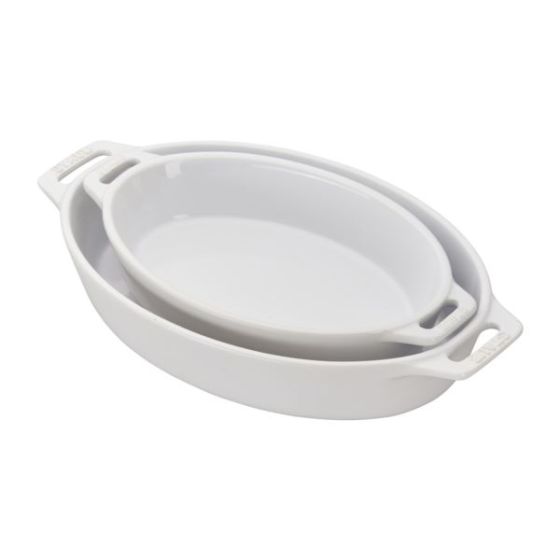 2pc Ceramics Oval Baking Dish Set White
