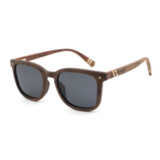 Hawthorne - Burl Walnut, Square Wooden Sunglasses Brown