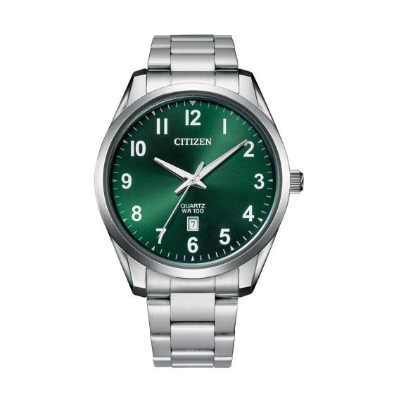 Men's Quartz  Stainless Steel Watch with Green Dial