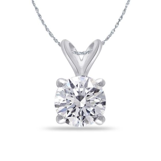 Bright White Round Lab Grown Diamond Pendant in 14K White Gold 1.00ct, Color-FG, Clarity-VS
