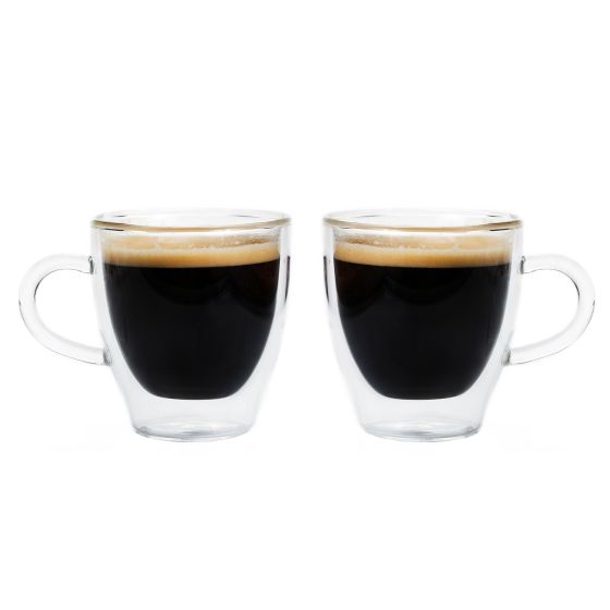 TURIN Double Wall Espresso Glass Cups, Set of 2, Small cup single shot, 2.4 oz.