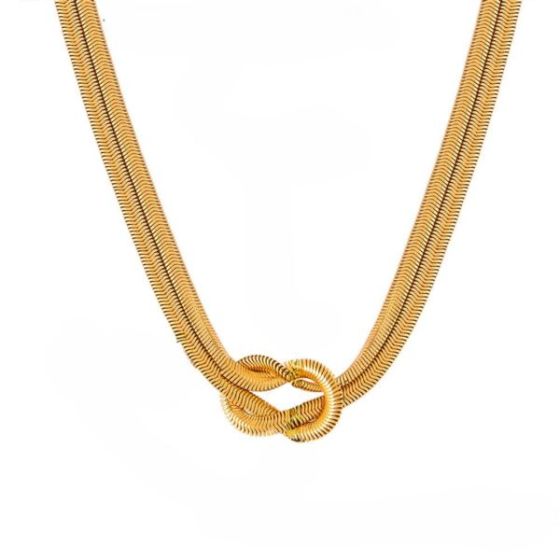 Double Herringbone Chain Knot Necklace