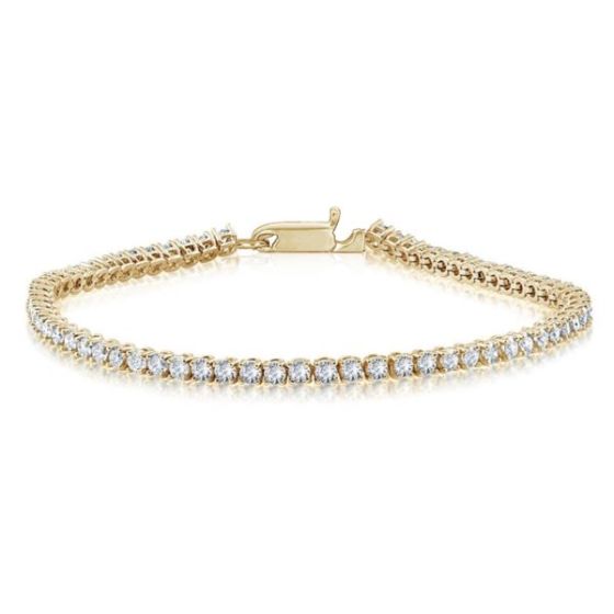 Bright White Privilege Round Lab Grown Diamond Tennis Bracelet in 14K Yellow Gold 3.50ct,EF,VS1 VS2