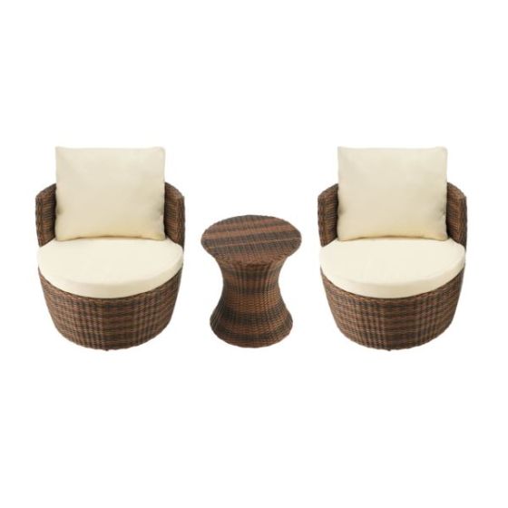 Romantic Collection - Outdoor 3-Piece Bistro Set - Dark Brown & Beige