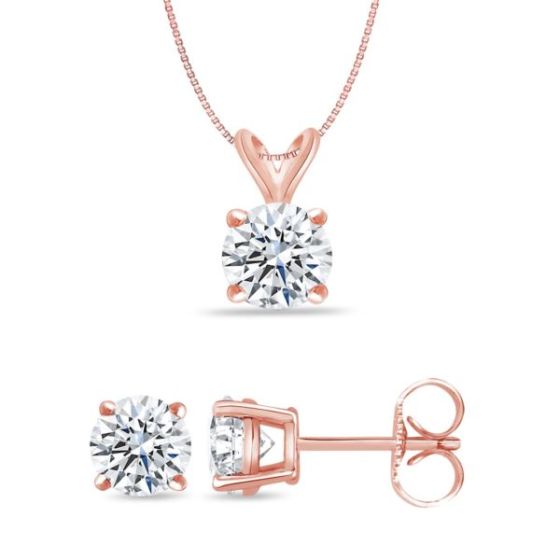 Bright White Round Lab Grown Diamond Set  in 14K Rose Gold 0.60ct, Color-FG, Clarity-VS SI