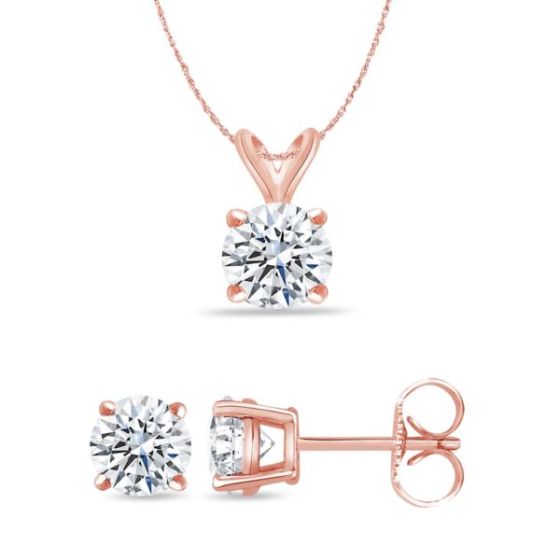 Bright White Round Lab Grown Diamond Set  in 14K Rose Gold 0.20ct, Color-FG, Clarity-VS SI