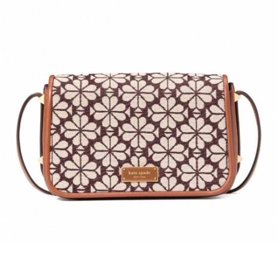 Spade Flower Jacquard Liv Flap Crossbody - Burgundy Multi