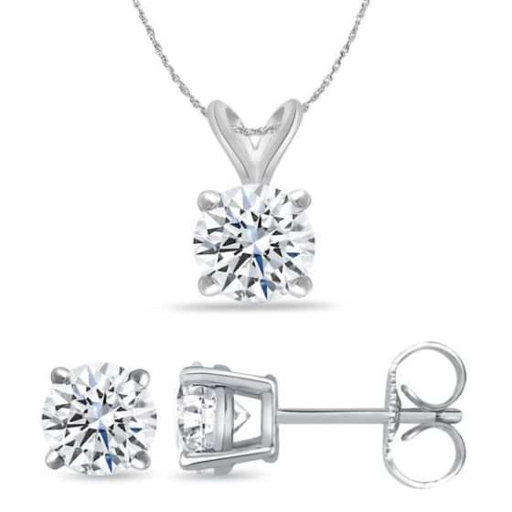 Bright White Round Lab Grown Diamond Set  in 14K White Gold 1.60ct, Color-FG, Clarity-VS SI