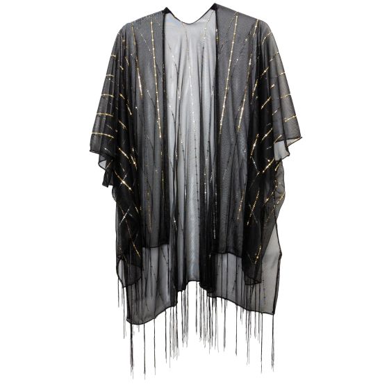 Solid Fringe and Stripe Holograms Kimono