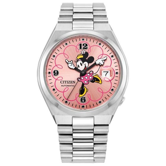 Disney Unisex Stainless Steel Bracelet watch, Pink dial