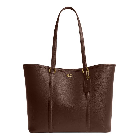 Refined Pebble Leather Legacy Tote - Maple/Brass