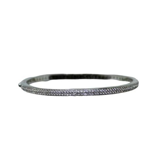 Double Row CZ Hinged Bangle Bracelet