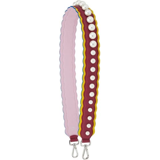 Fendi Strap You Pearl Embellished Black Cherry Lemon Shoulder Strap