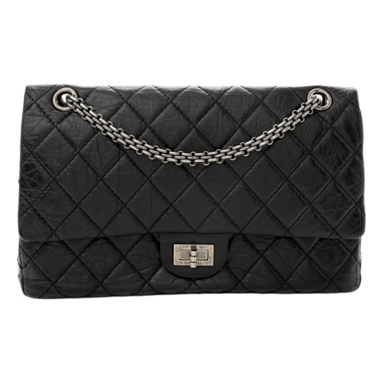 Chanel 2.55 Reissue 225 Flap Bag Black Aged Calfskin with Chain