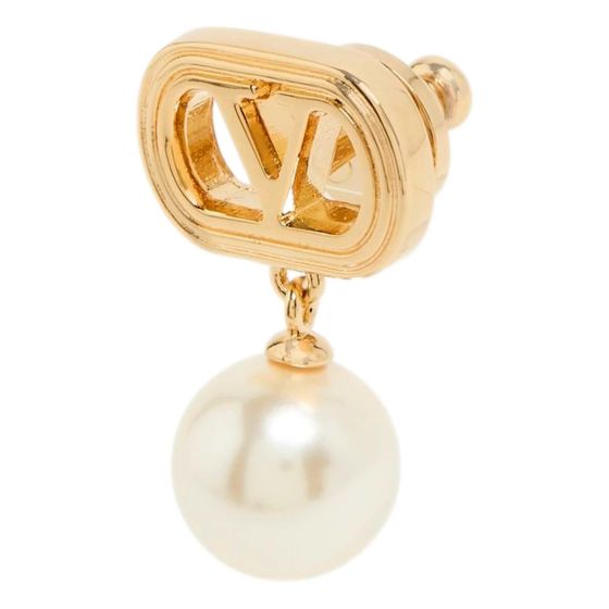 Valentino Garavani Ovalette Gold Pearl Drop Earrings