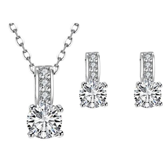 Dazzling CZ Necklace and Earring Set
