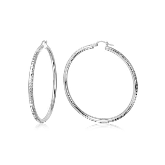 PARIKHS 2MM Diamond Cut Hoop Earring in 925 Sterling Silver - 18MM