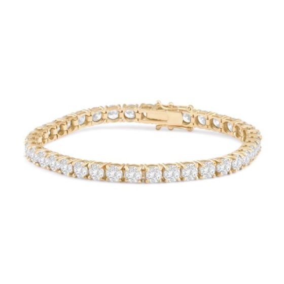 Bright White Privilege Round Lab Grown Diamond Tennis Bracelet in 14K Yellow Gold 13.00ct,EF,VS1 VS2