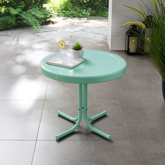 Retro Metal Side Table In Aqua