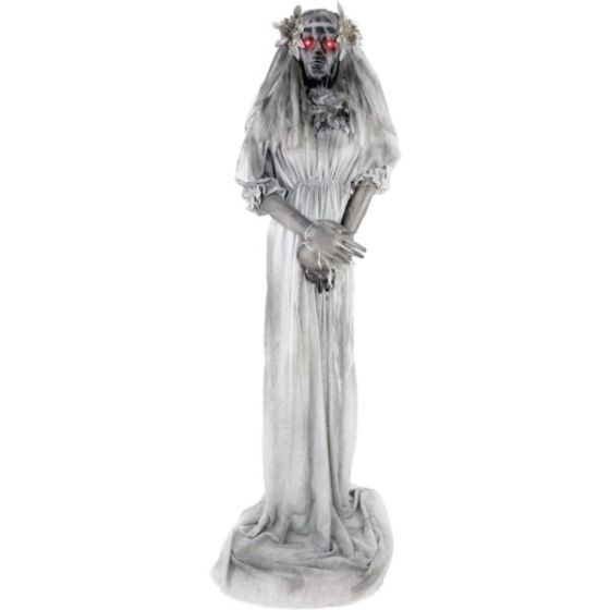 Lifesize Animatronic Haunted Lady Statue with Lights and Sound, Indoor/Covered Outdoor Halloween Dec