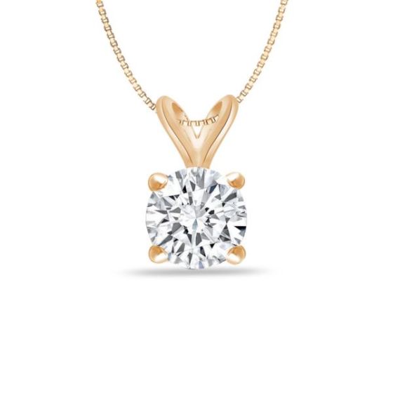 Bright White Round Lab Grown Diamond Pendant in 14K Yellow Gold 0.25ct, Color-FG, Clarity-VVS