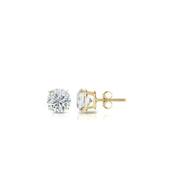 Bright White Round Lab Grown Diamond Stud in 14K Yellow Gold 0.06ct, Color-FG, Clarity-VVS