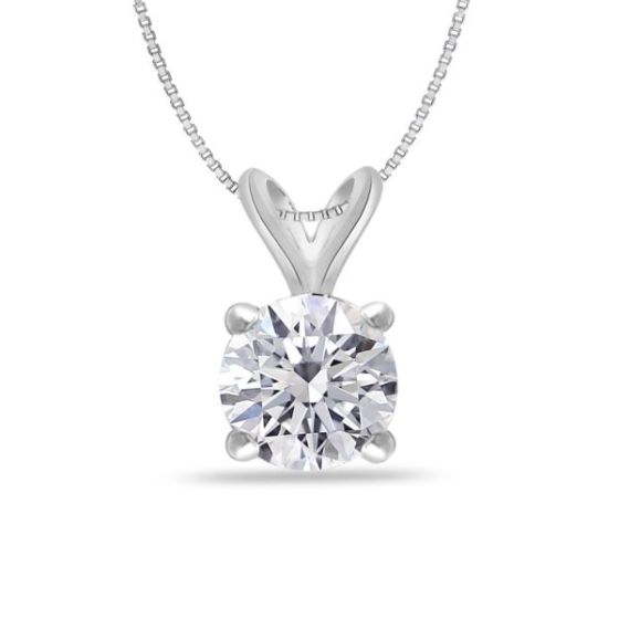 Bright White Round Lab Grown Diamond Pendant in 14K White Gold 0.40ct, Color-FG, Clarity-VS