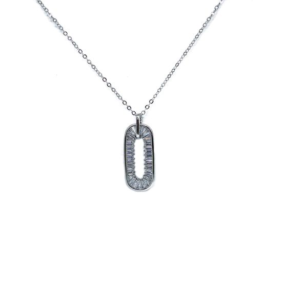 Emerald Cut Disc Pendant in Silver