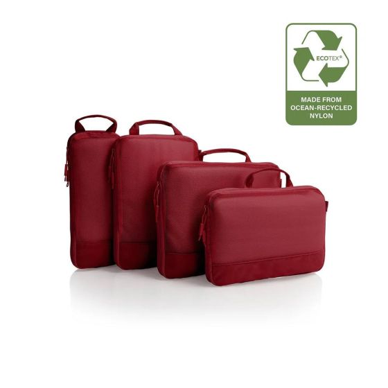 Heys Ecotex Compression Packing Cube 4pc Set - Red Maple