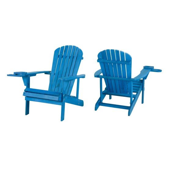 Earth Collection Adirondack Chair w/Phone & Cup Holder, Set of 2 - Sky Blue