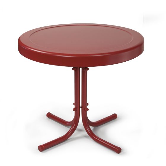 Retro Metal Side Table in Coral Red