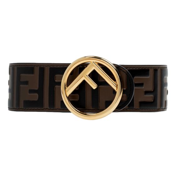 Fendi F is Fendi FF Calfskin Brown Zucca Leather Belt 85