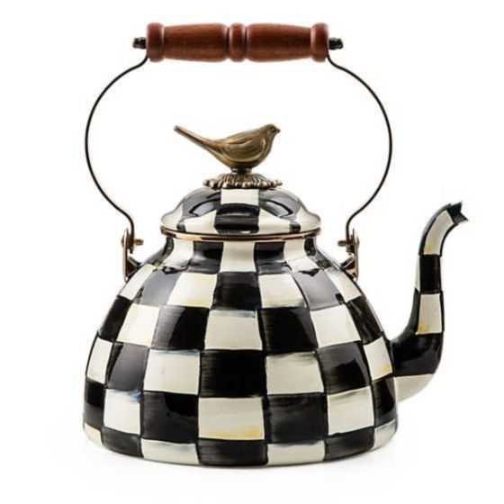 White Flower Market 3 Quart Tea Kettle with Bird
