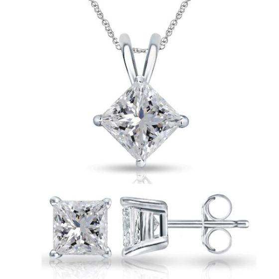 Bright White Pinnacle Princess cut Lab Grown Diamond Set in 14K White Gold 0.30ct, GH, VVS