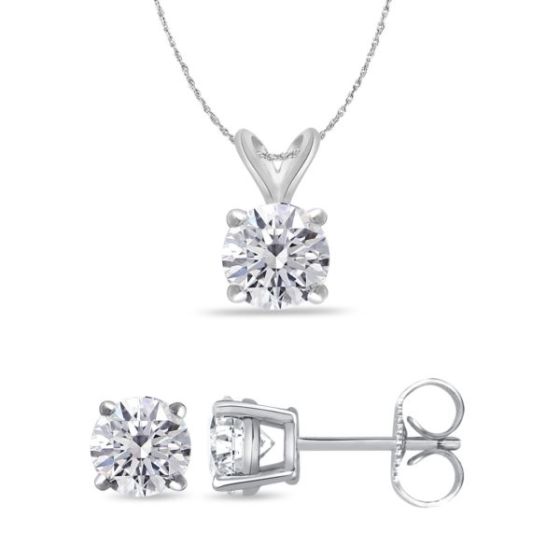 Bright White Round Lab Grown Diamond Set  in 14K White Gold 0.18ct, Color-FG, Clarity-VS