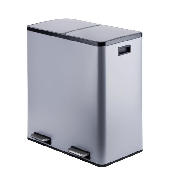 60L Dual Compartment Satin Finish Trash Can - Grey
