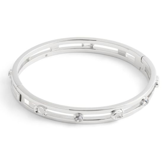Signature C Open Bangle Bracelet - Rhodium