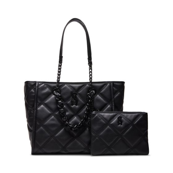BKATTT Quilted Tote with Pouch - Black