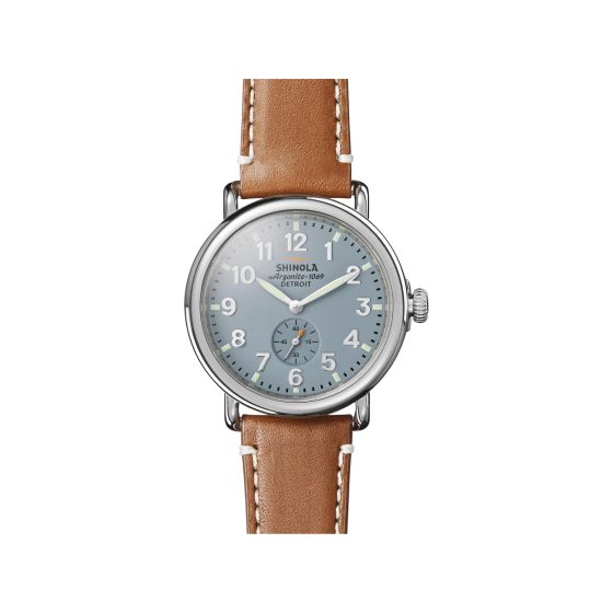 The Runwell Leather Strap Watch - 41mm, Maple Aniline Latigo