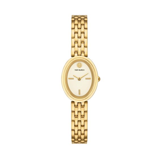 Ladies Oval Gold-Tone Stainless Steel Watch Cream Dial