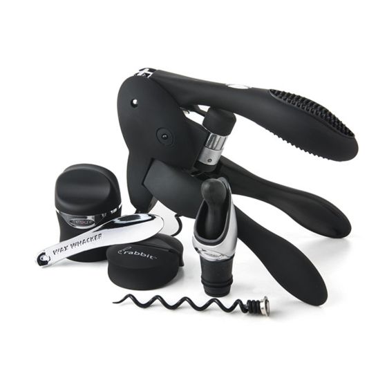 6pc Rabbit Wine Tool Kit Black