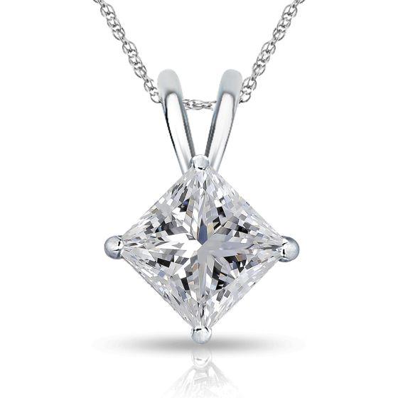 Bright White Pinnacle Princess cut Lab Grown Diamond Pendant in 14K Yellow Gold 0.15ct,GH,VVS