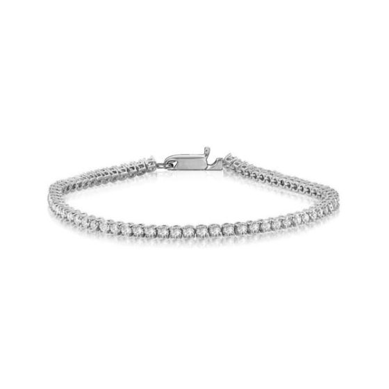 Bright White Privilege Round Lab Grown Diamond Tennis Bracelet in 14K White Gold 2.00ct,EF,VS1 VS2