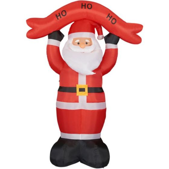 10-Ft. Tall Santa Holding HO HO HO Sign, Prelit Outdoor Christmas Inflatable with Storage Bag