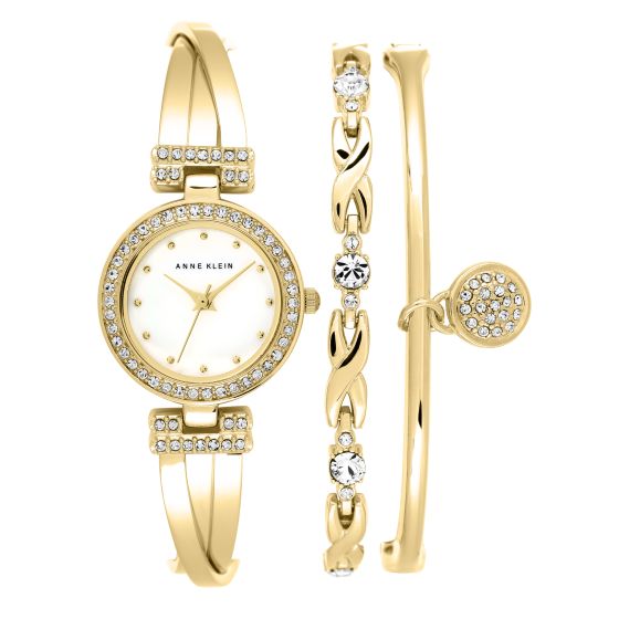 Women's Gold Bracelet Watch Set