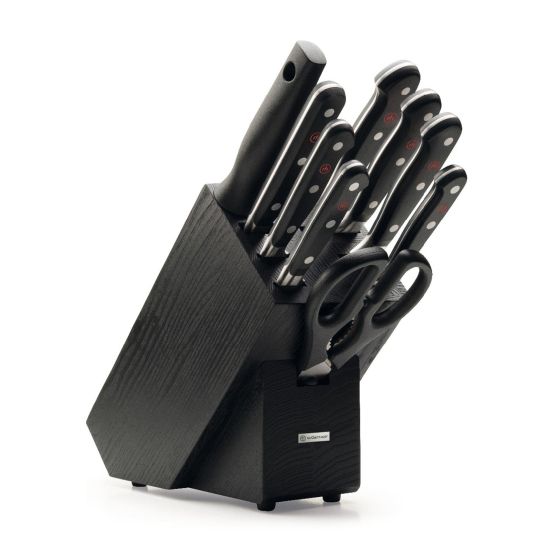 Classic 10pc Knife Block Set Black Ash Wood